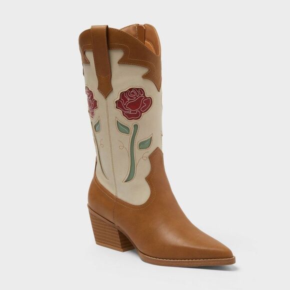 Universal Thread Shoes - Universal Thread - Women’s Natalie Western Boots with Memory Foam Ins Off-White